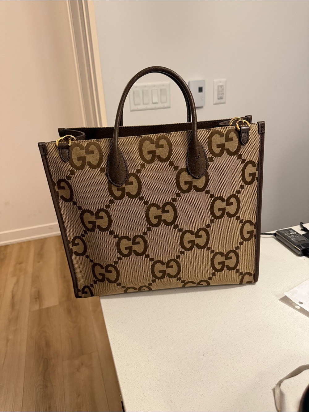 Gucci Brown & Beige GG Supreme Canvas Tote